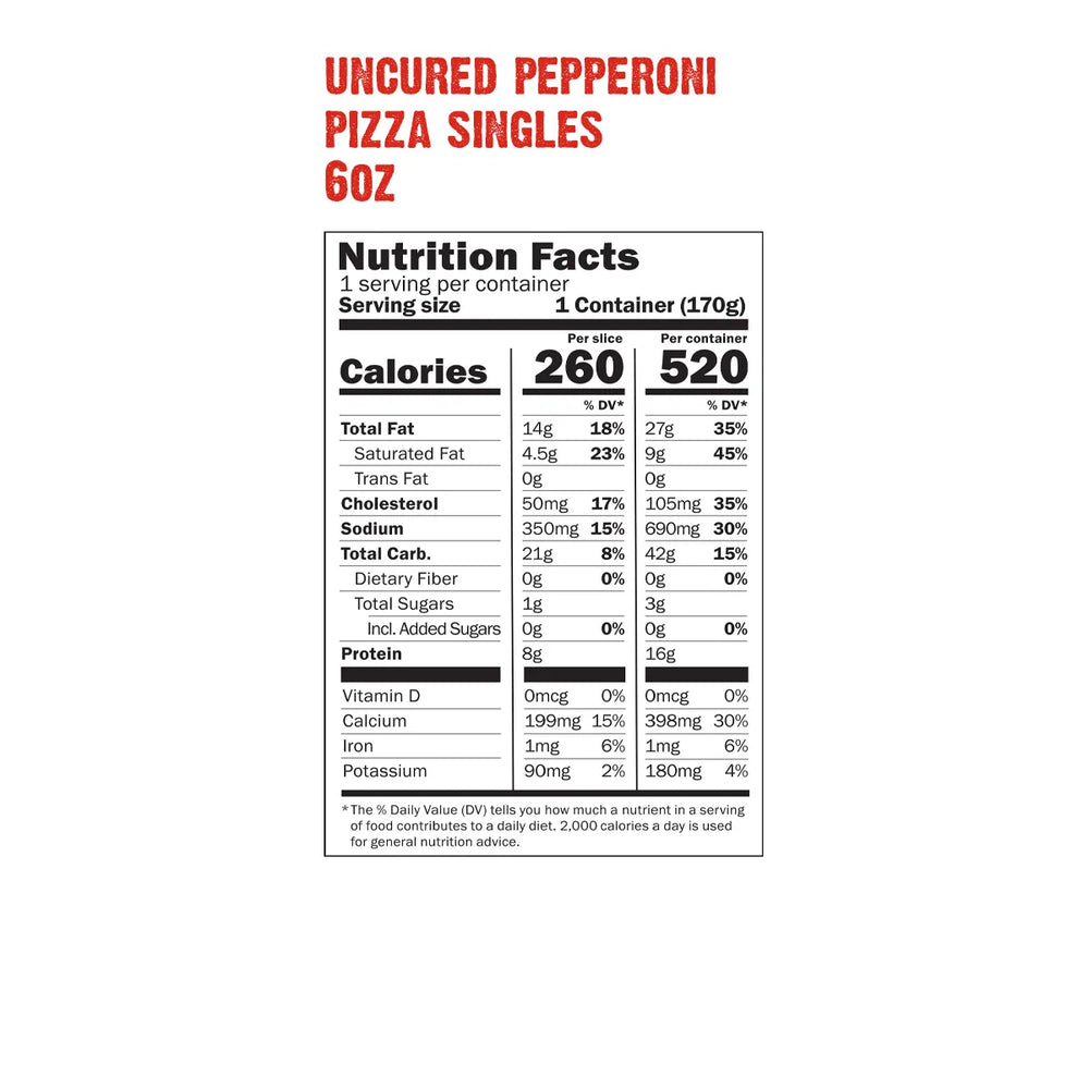 Uncured Pepperoni Pizza Singles